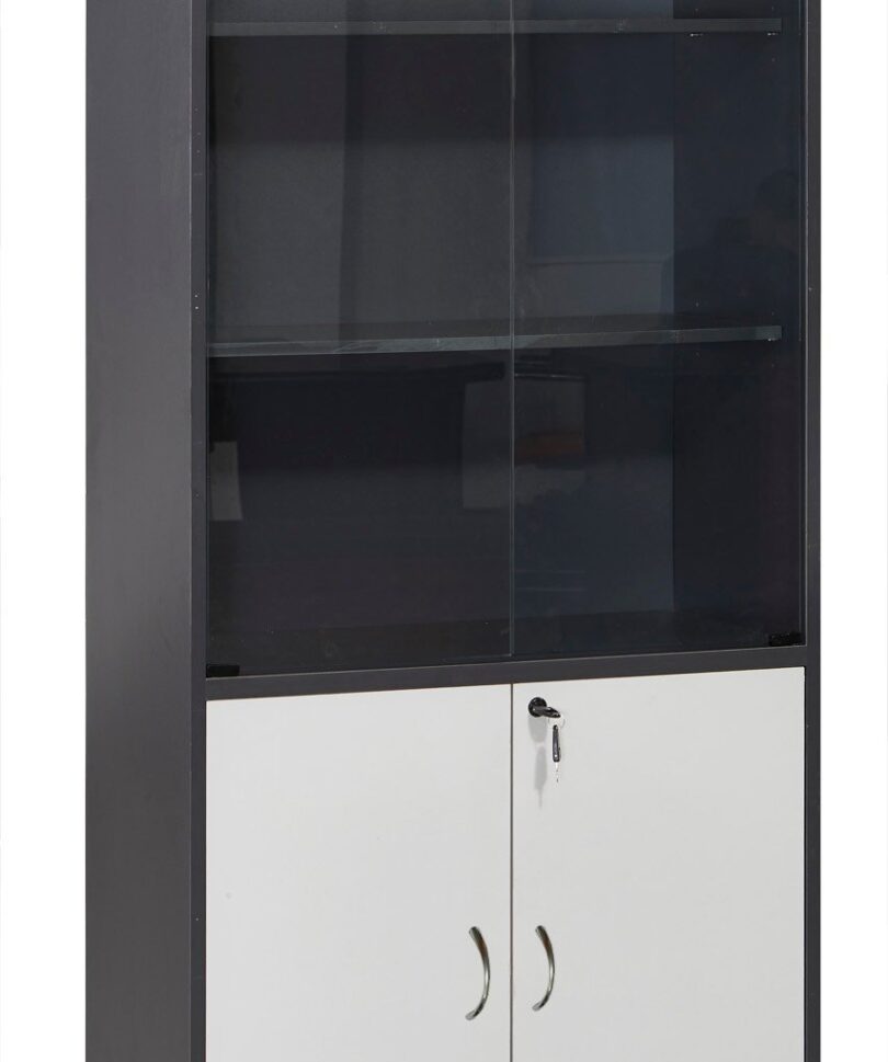 Glass door cabinet Grey+dark grey color